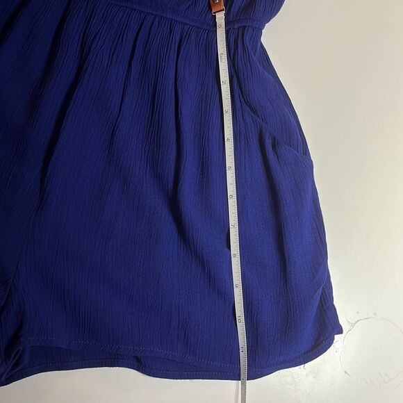 Blue Rain romper navy blue pink embroidery cape like top elastic waist size XS - Picture 14 of 14